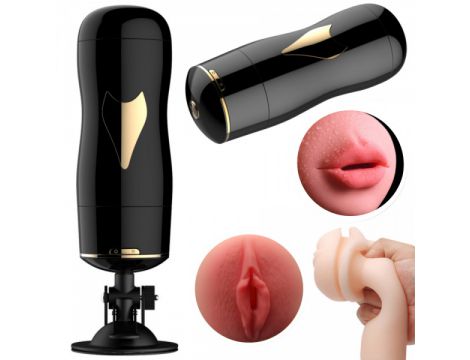 Dwustronny masturbator z wibracją B Series Fox czarny USB - 7